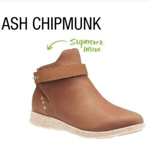 SuperFeet Women's Ash Tan Zip Ankle Bootie Slip Resistant - Size 7 US & 37.5 EUR